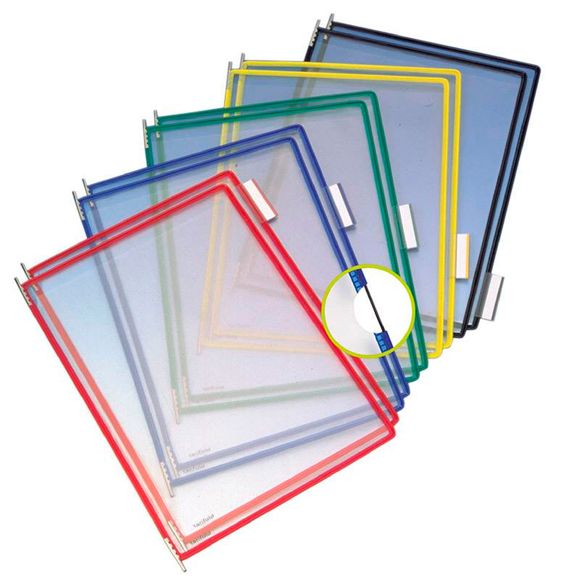 Tarifold Pivoting Document Display Pockets for Wall, Desk or Rotary System, 10-Pack, Assorted Colors, 14in. x 11in., Model# PO90